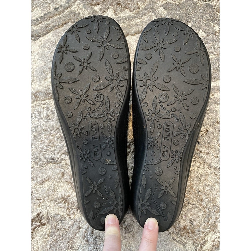 Fly Flot Black Mesh Mules Womens EU 41 US 9.5 Wedge Comfort Clogs Shoes Italy - Picture 7 of 7